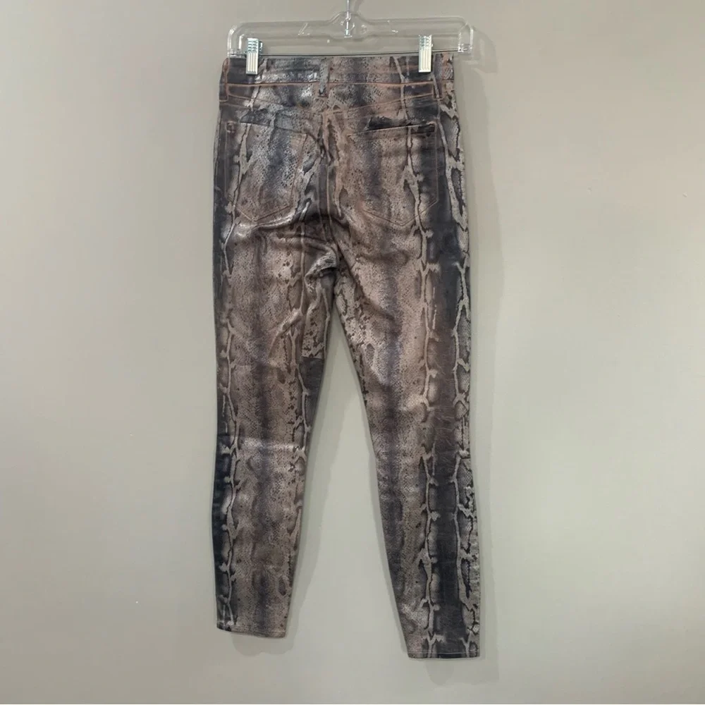 ✅ L’AGENCE Jeans Margot Skinny High Rise Petal Black Snake Skin Crackle Foil